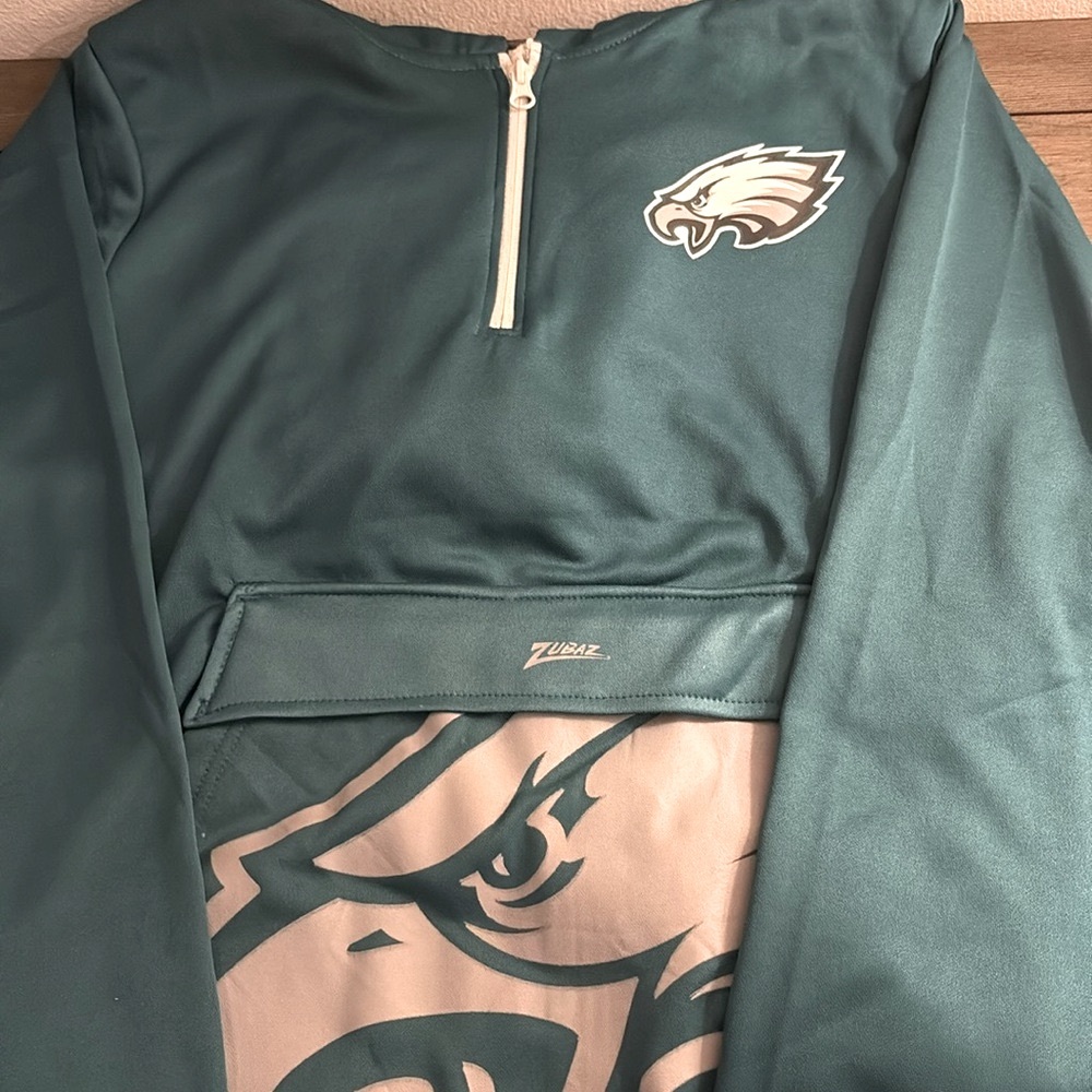 ❌SOLD❌NWT [Zubaz] Phaladelpha Eagles NFL 1/4 Zip Big Pocket Logo Hoodie Men's M - Picture 5 of 10